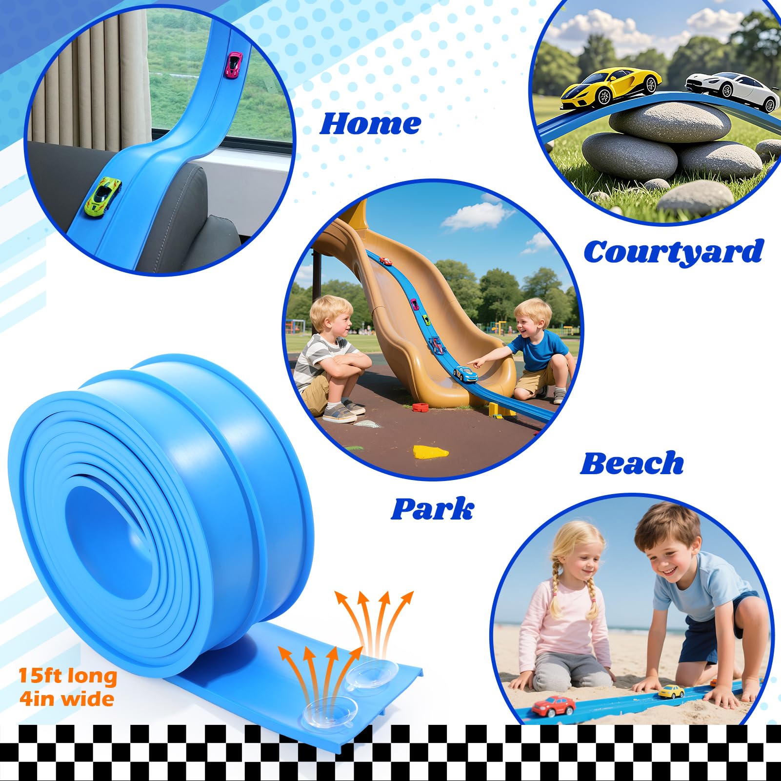 suction cups securing the track on smooth surfaces