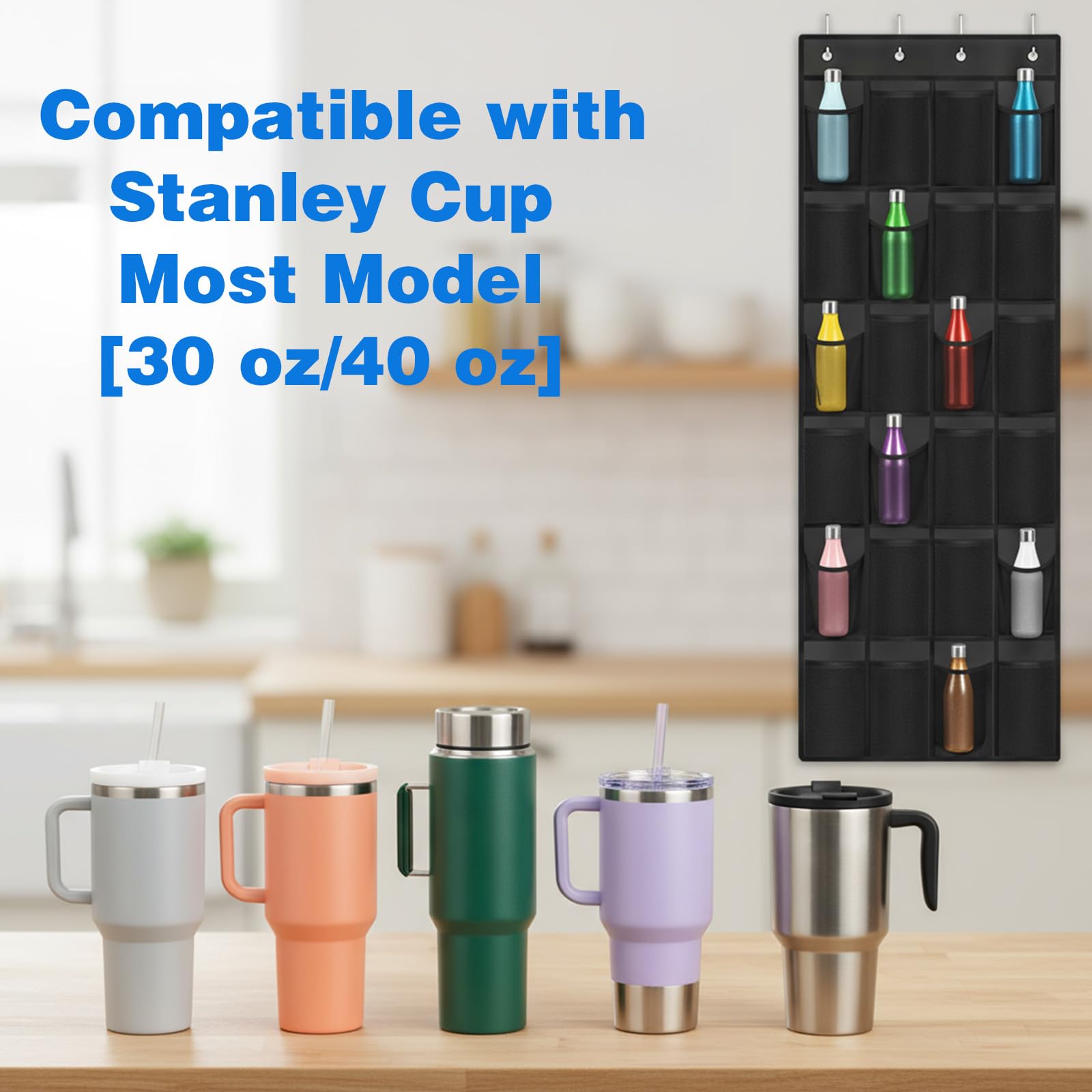 Non-woven fabric organizer with four stainless steel hooks