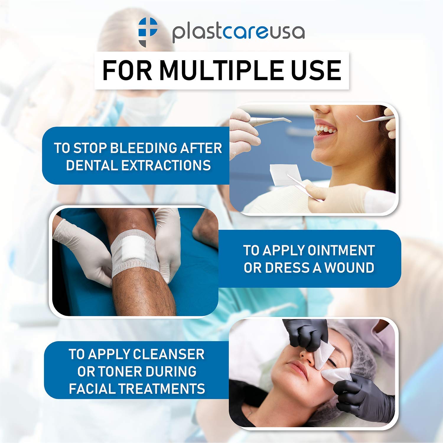 Non sterile dental gauze esthetic wipes for clinical use