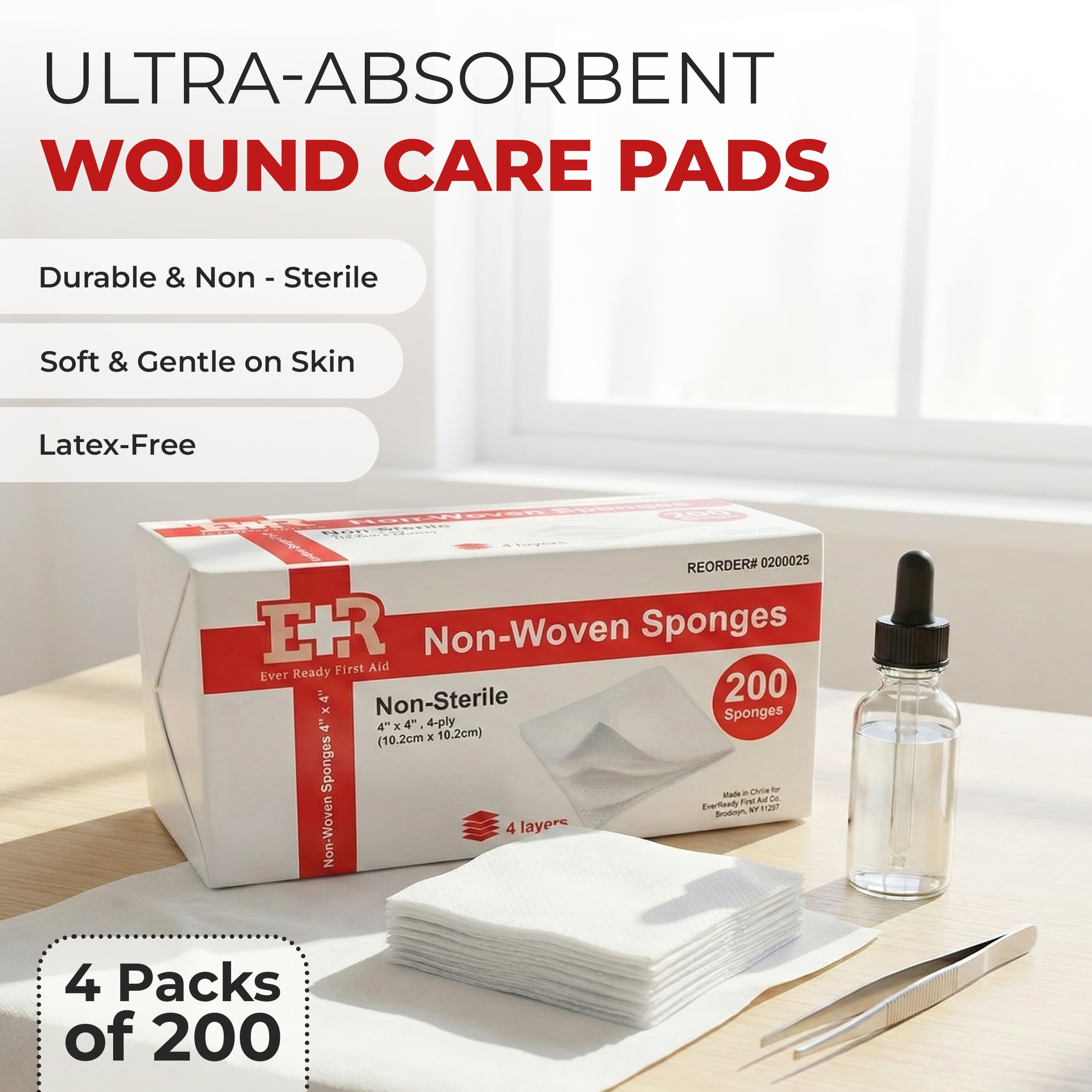 Non-Woven Sponges wound care latex-free poly rayon blend close up