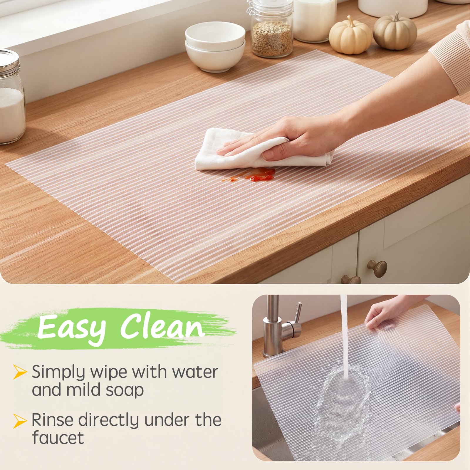 Clear shelf liner for cabinets and drawers