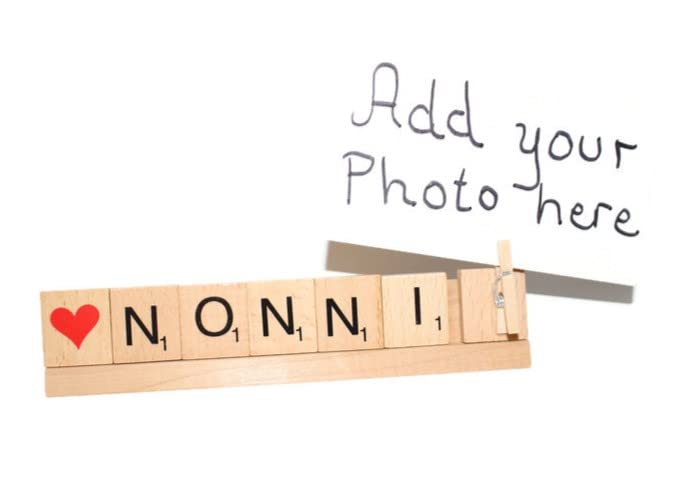 Nonni Frame hand assembled with scrabble tiles for a distinct look
