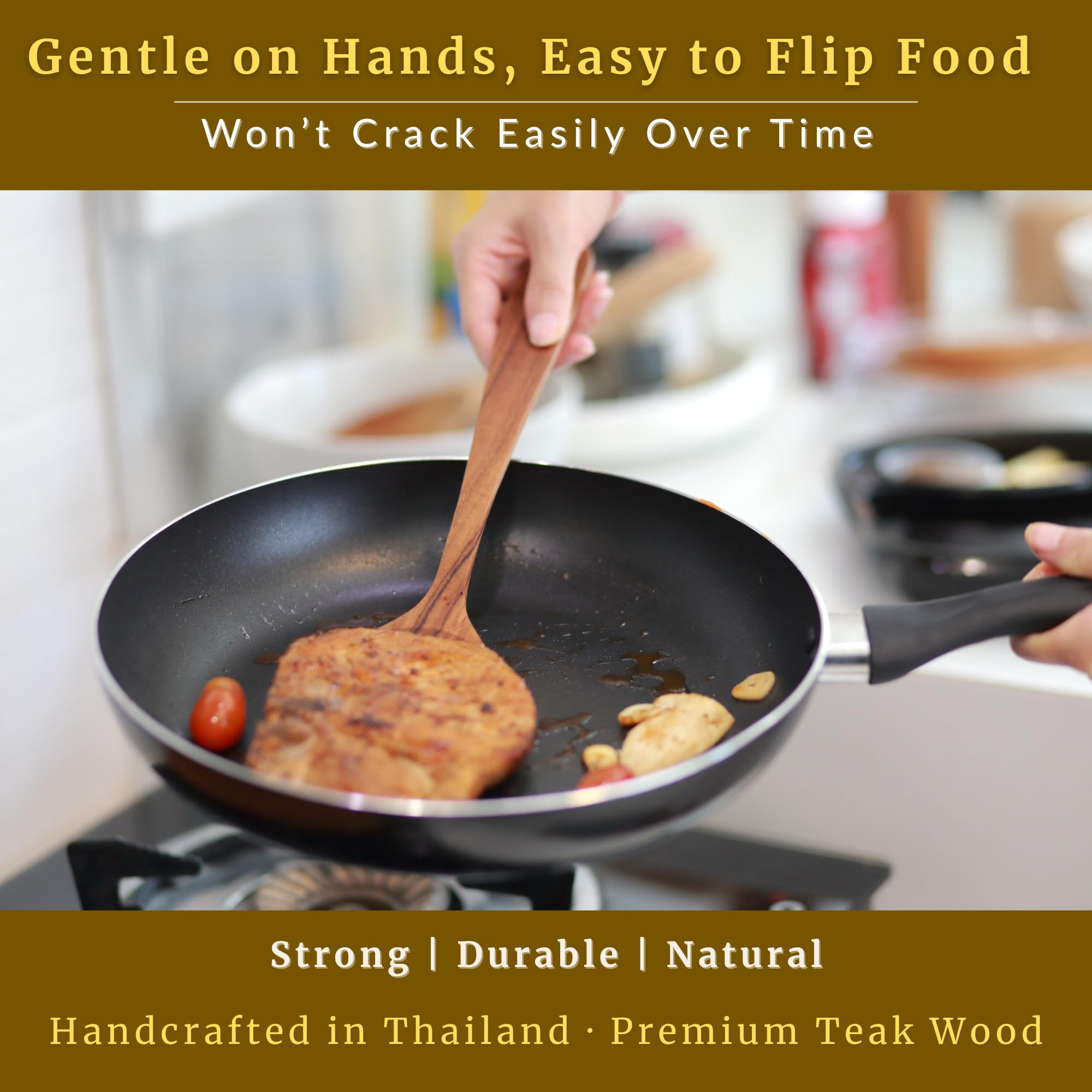 Family-made teak spatula set for cooking
