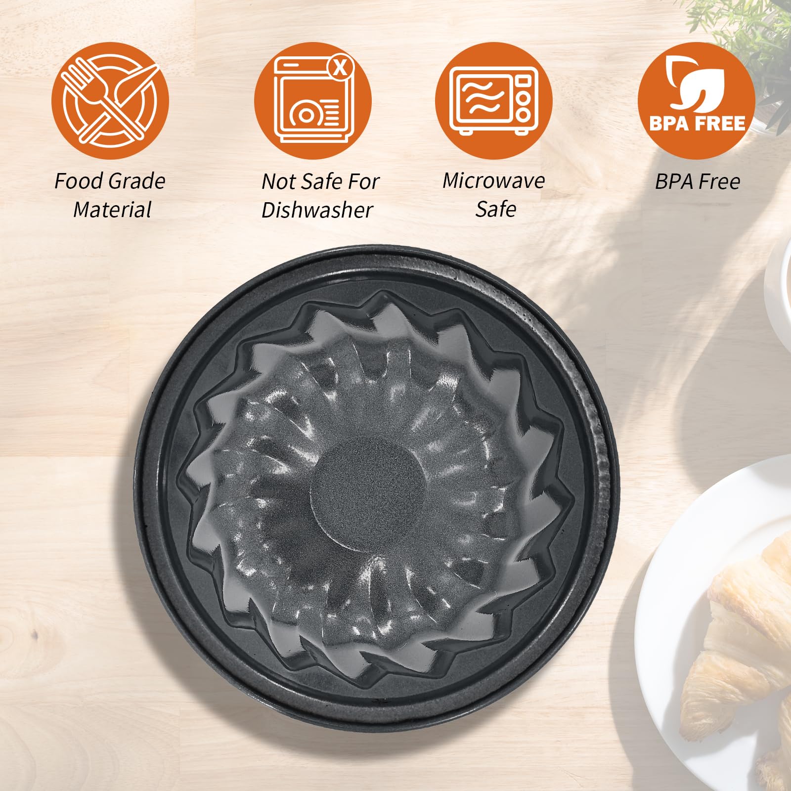 Carbon steel mini Bundt cake pans for baking 4pc