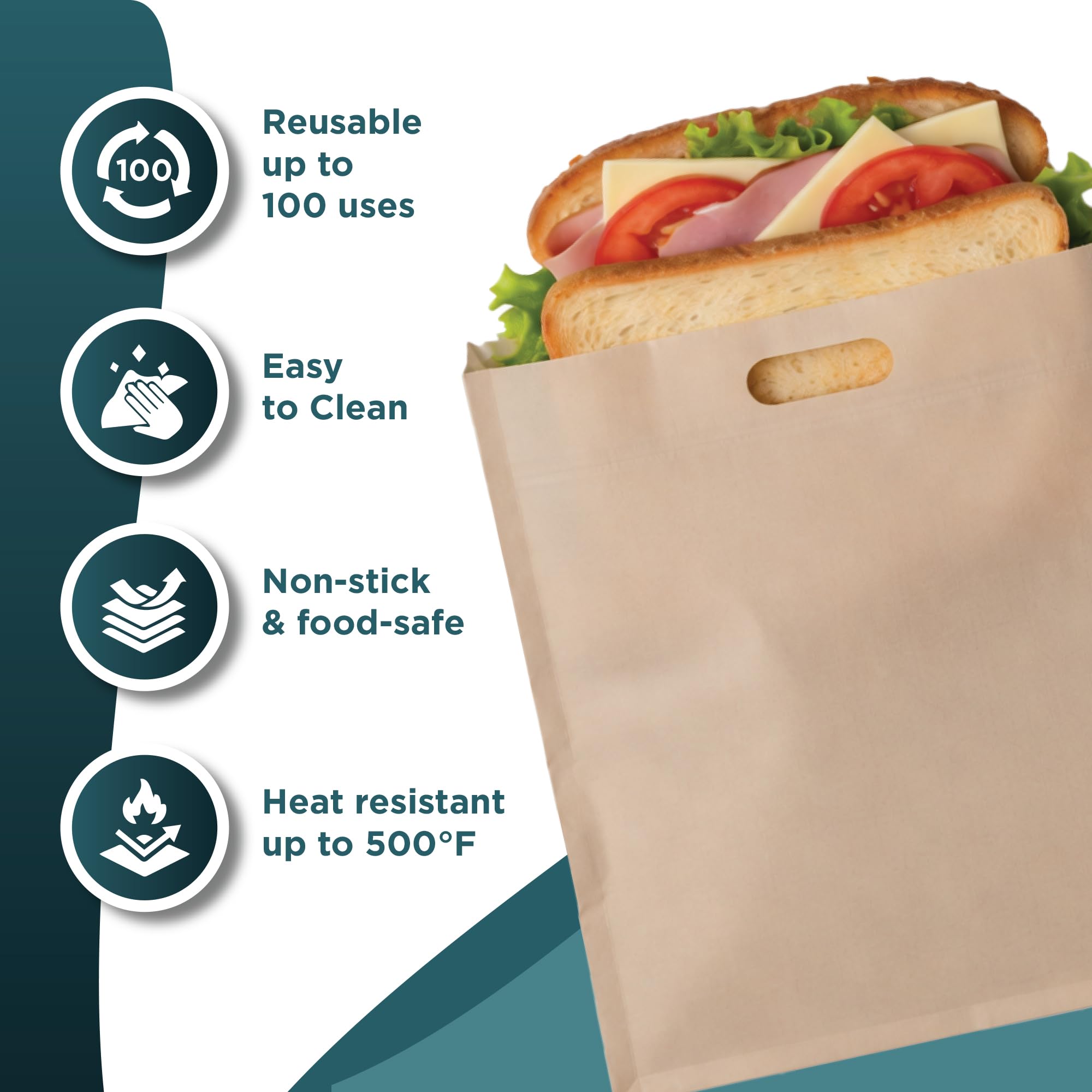 Nonstick sandwich toaster bags for kitchen use