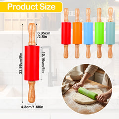 Non-stick silicone rolling pin for baking and clay crafts