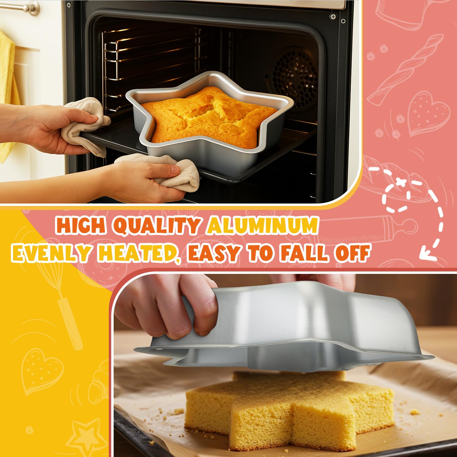 8 inch star cake pan inner and outer dimensions for storage
