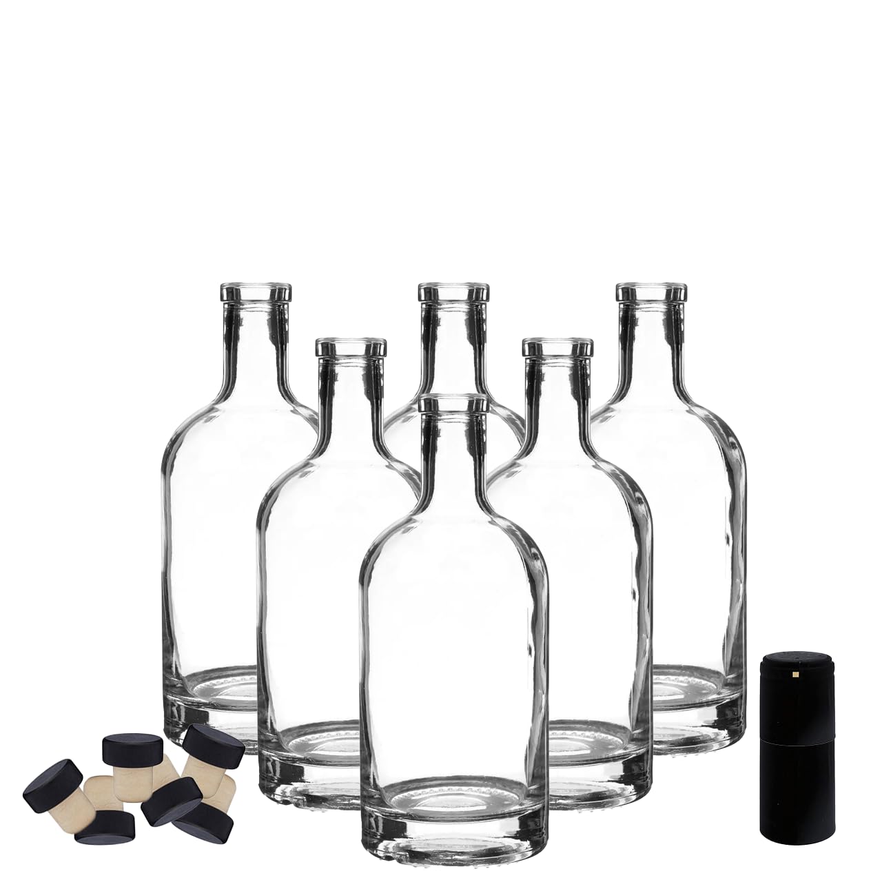 Nordic Bottles 6 pack 750ml clear glass bottle with T-top corks