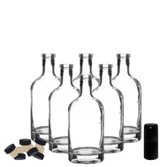 Nordic Bottles 6 pack 750ml clear glass bottle with T-top corks