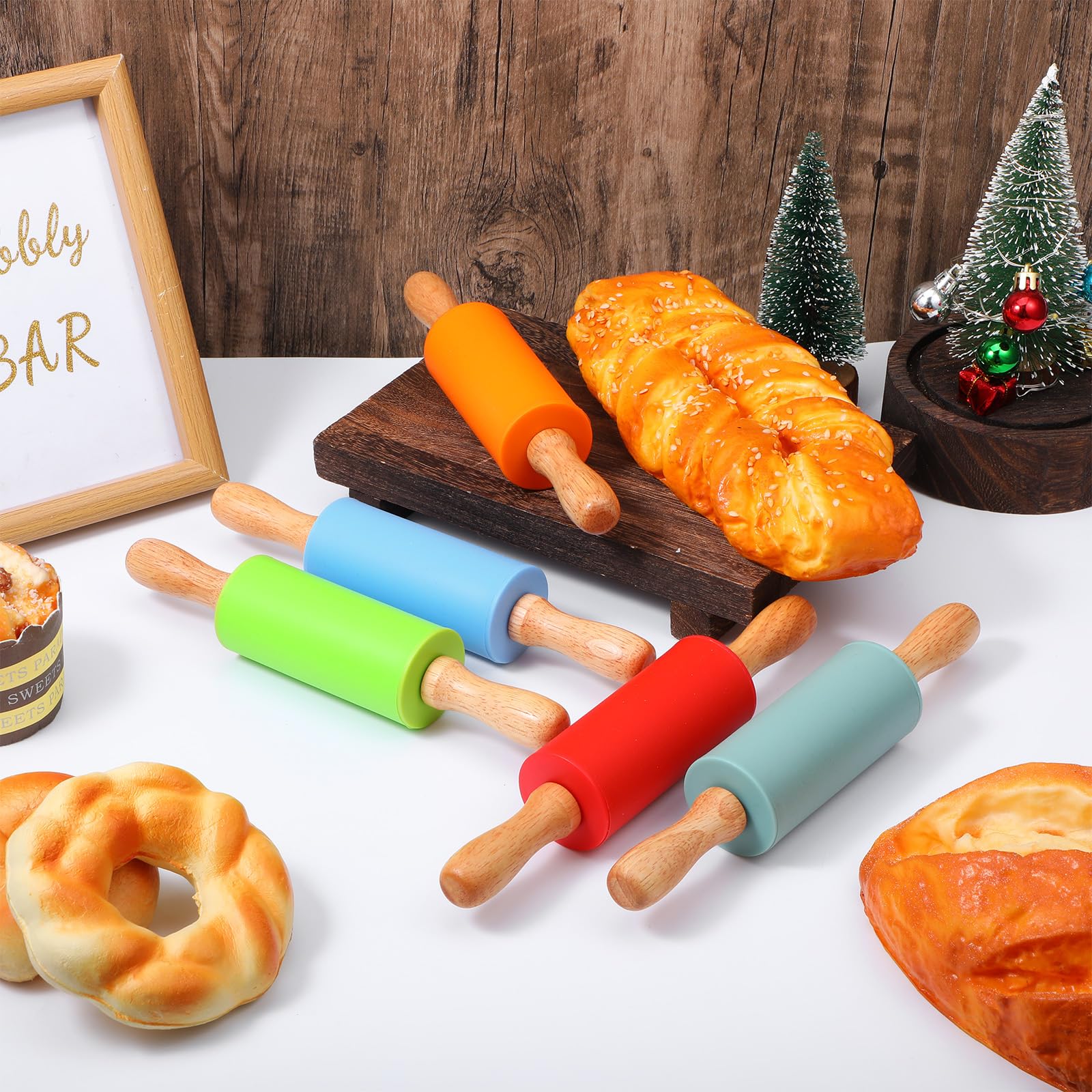 Easy to clean silicone roller and wooden handle rolling pin