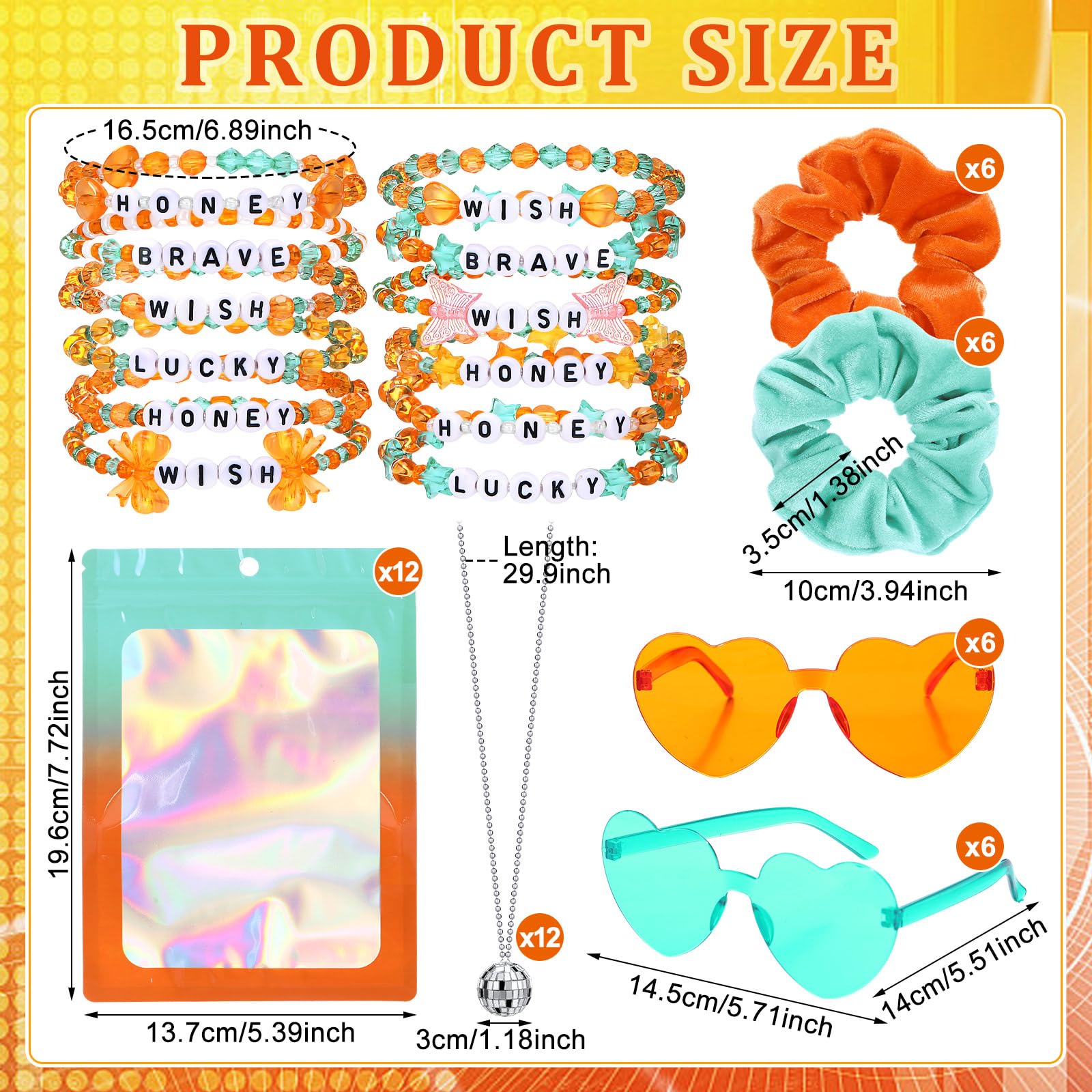 Orange and mint green heart sunglasses close up