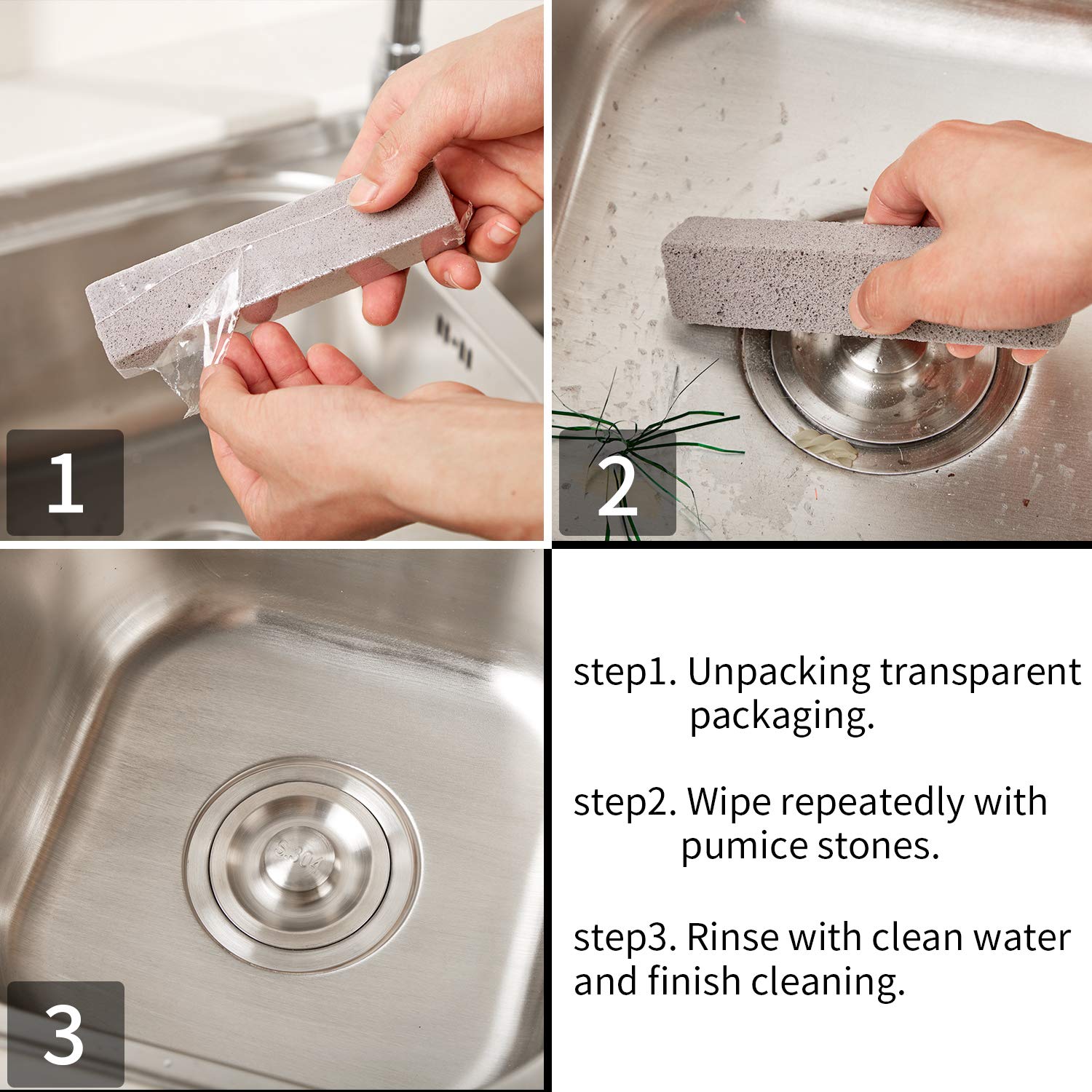 Pumice stone removes lime calcium and rust from pool tile