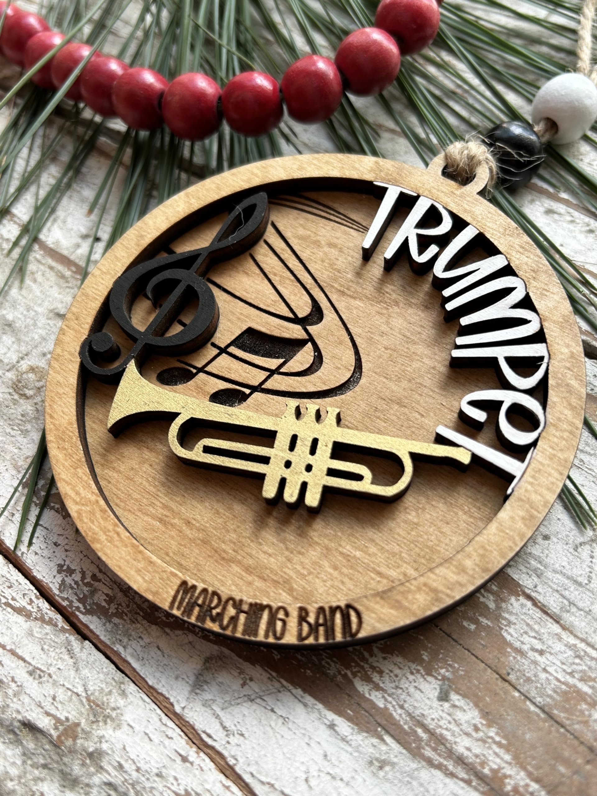 Trumpet ornament for marching band celebrations by band directors