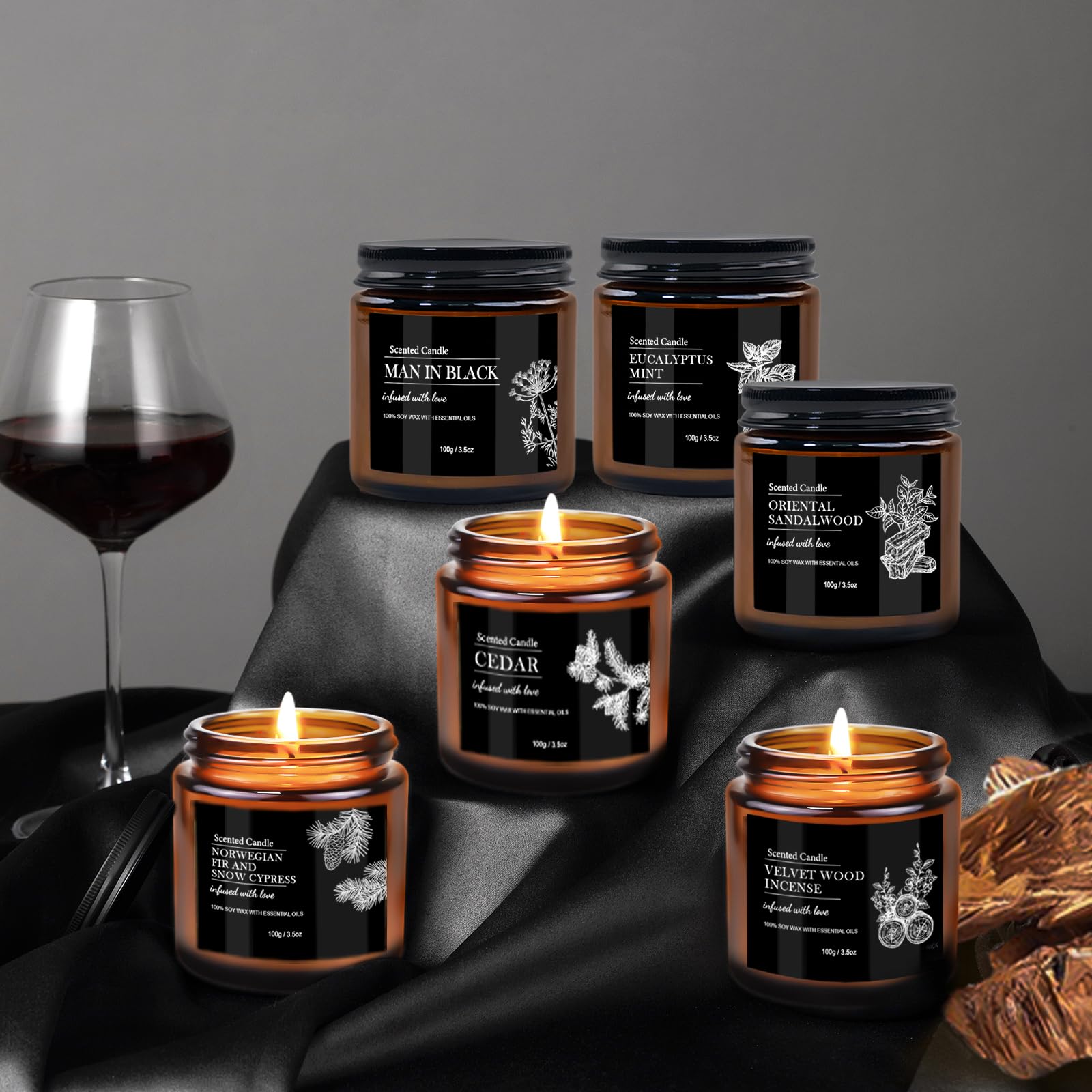 Sandalwood Cedar candle option from the set