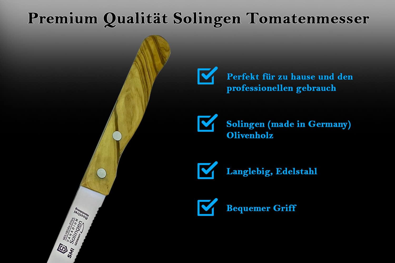 Not dishwasher safe tomato knife by SMI