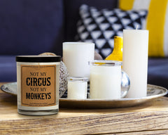 Not My Circus Not My Monkeys scented soy candle gift box ready to give