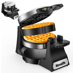 Novalife waffle maker 1400W stainless steel front view