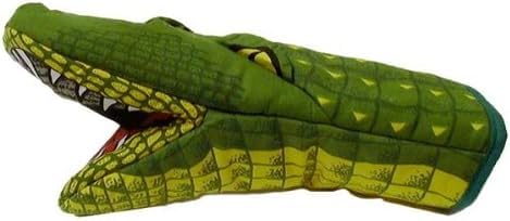 Green novelty alligator oven mitt