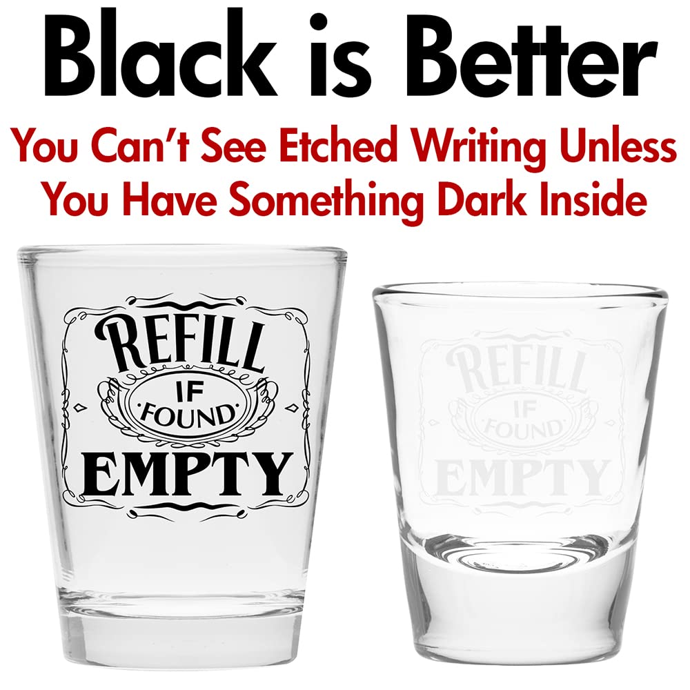 High contrast black ink design on shot glass