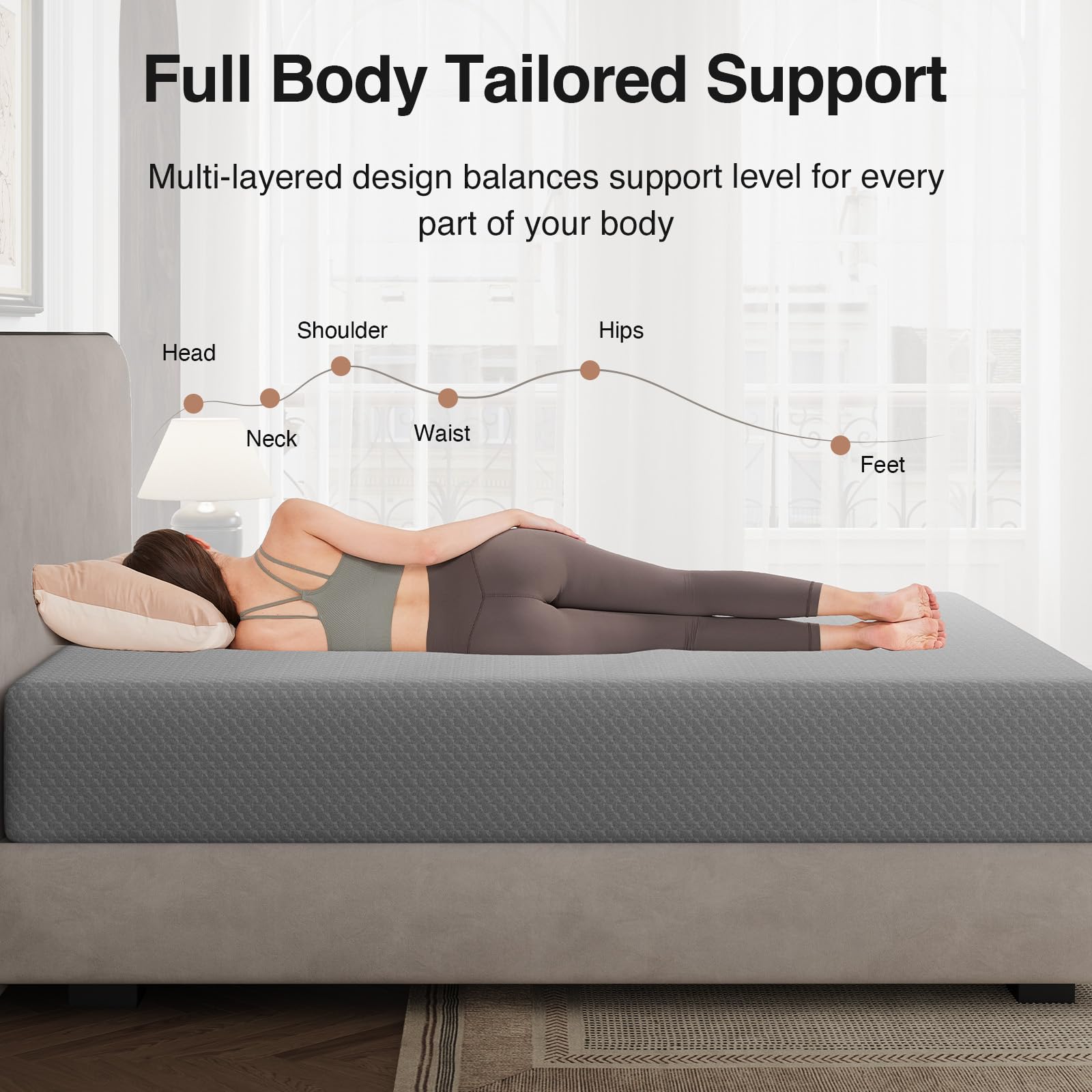 Memory foam mattress reducing motion transfer for undisturbed sleep