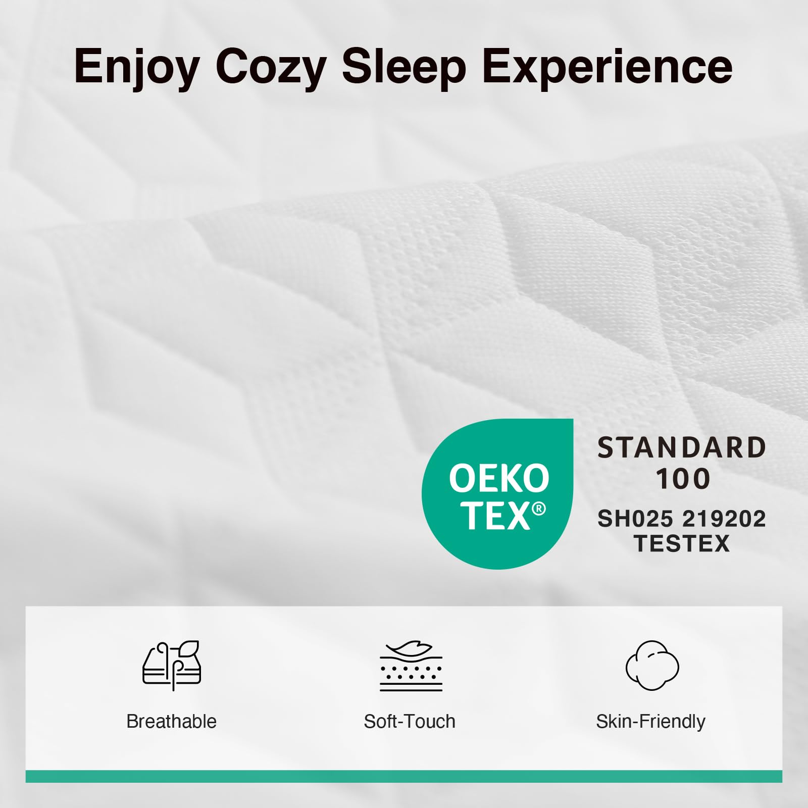 CertiPUR-US foam and OEKO-TEX certified cover on Novilla mattress