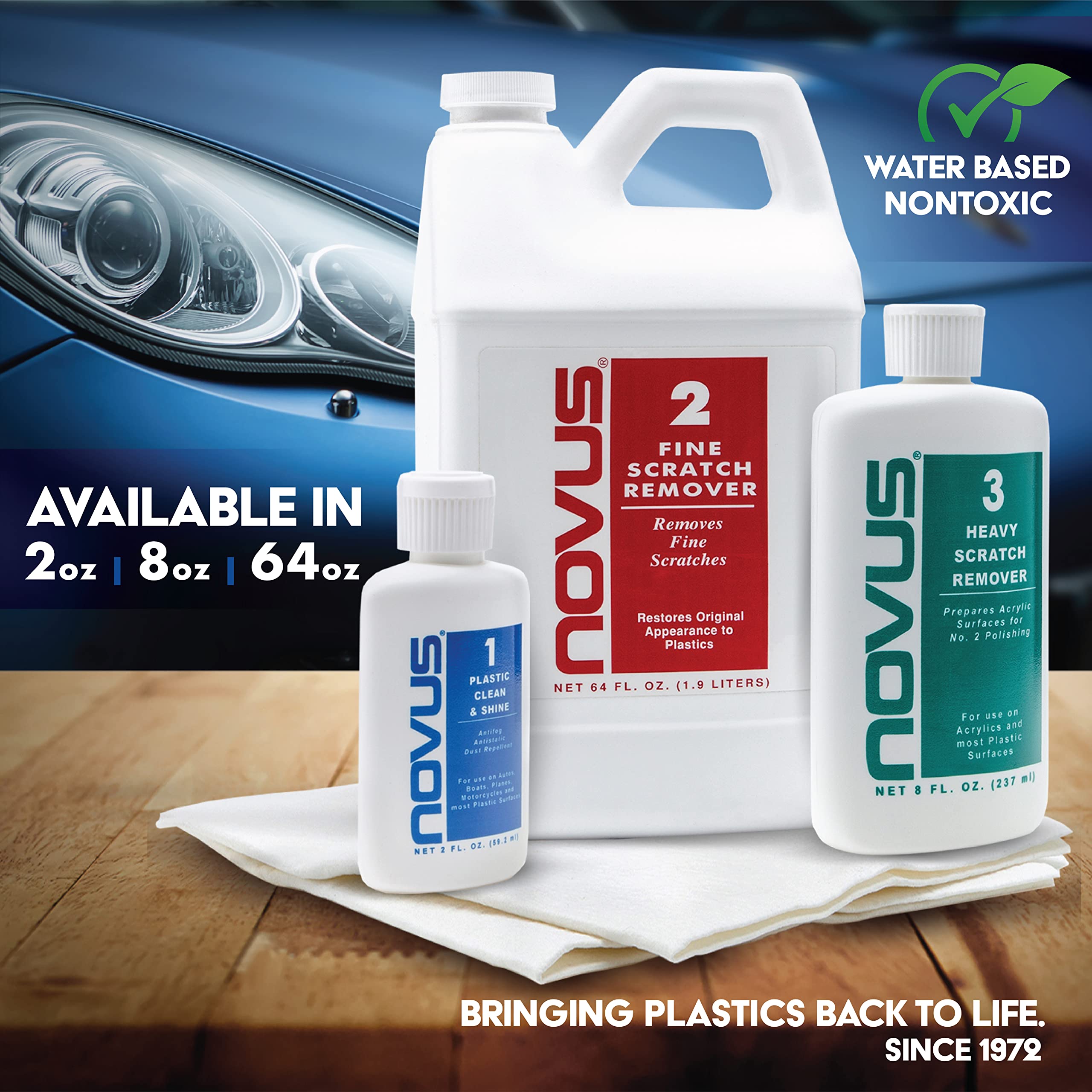 Salad bars and buffet displays cleaner NOVUS 7020 Plastic Clean & Shine 8 Ounce Bottle