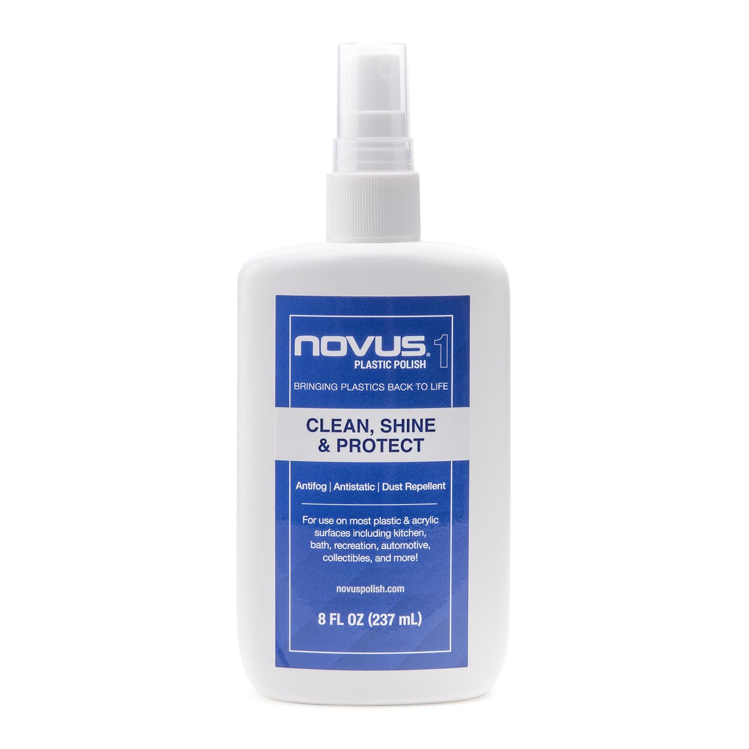 NOVUS 7020 Plastic Clean & Shine 8 Ounce Bottle front view