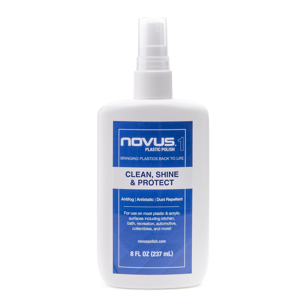 NOVUS 7020 Plastic Clean & Shine 8 Ounce Bottle front view