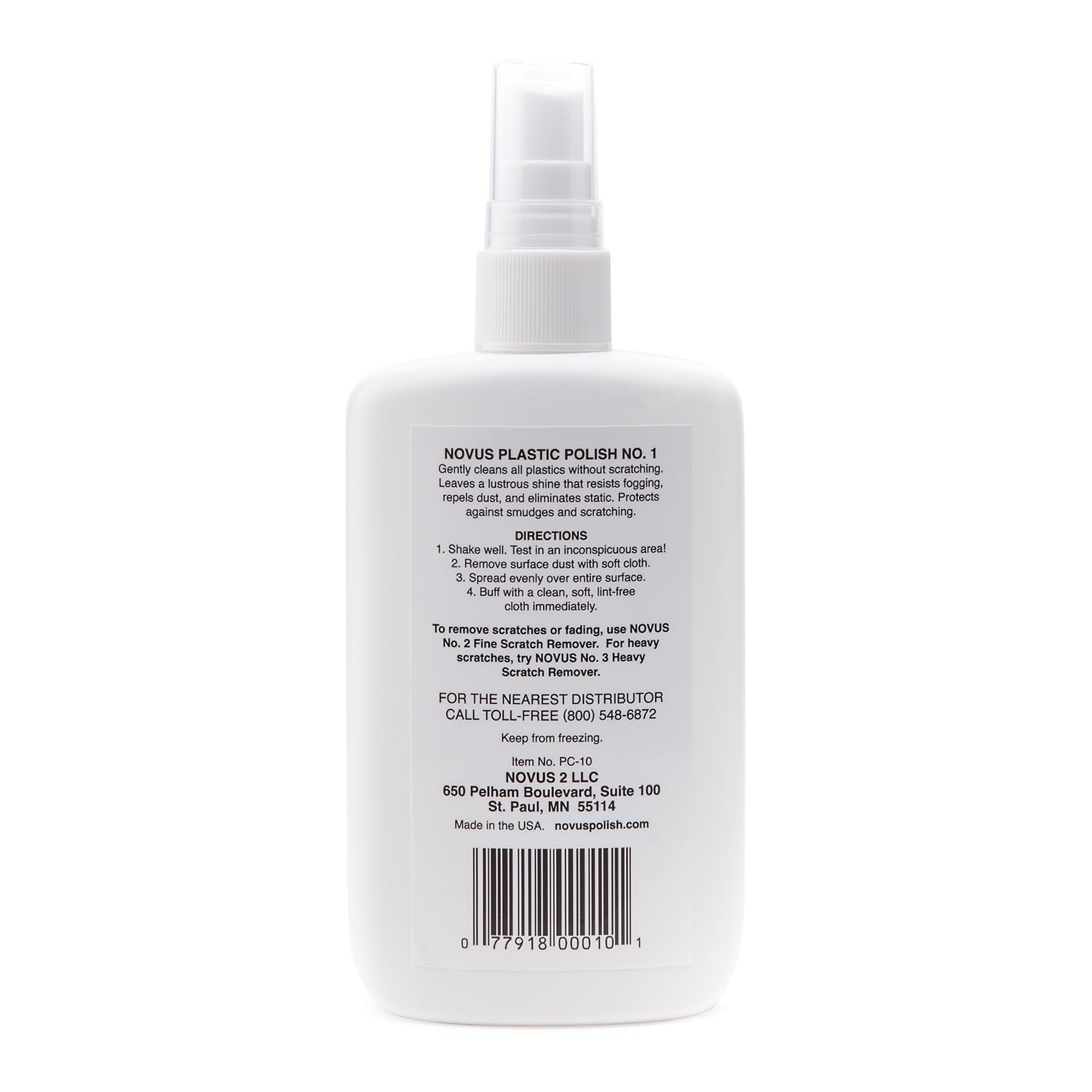 Compatibility testing suggested for NOVUS 7020 Plastic Clean & Shine 8 Ounce Bottle