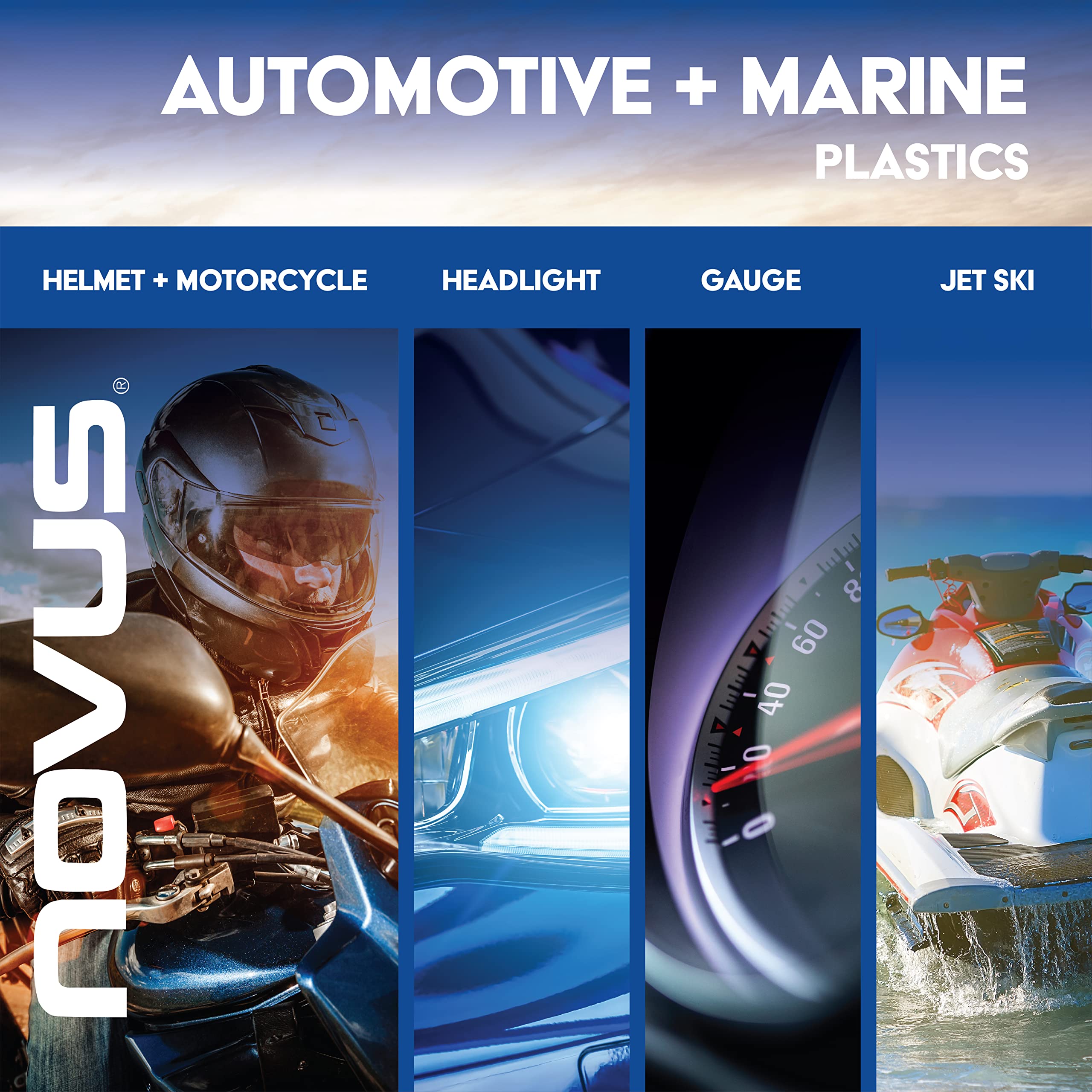 Boats planes motorcycles plastic surfaces treated with NOVUS