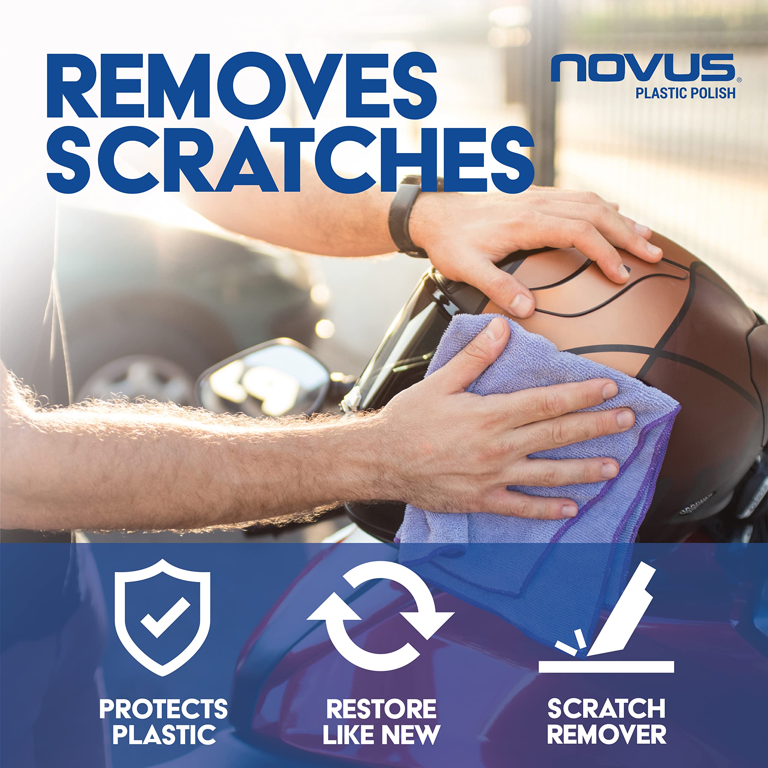 Shield scratch removal demo with NOVUS product