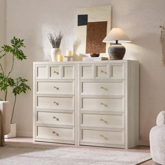 NOWABAY dresser 5 drawers side view with metal handles