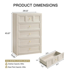 NOWABAY 5 Drawers Dresser natural texture option