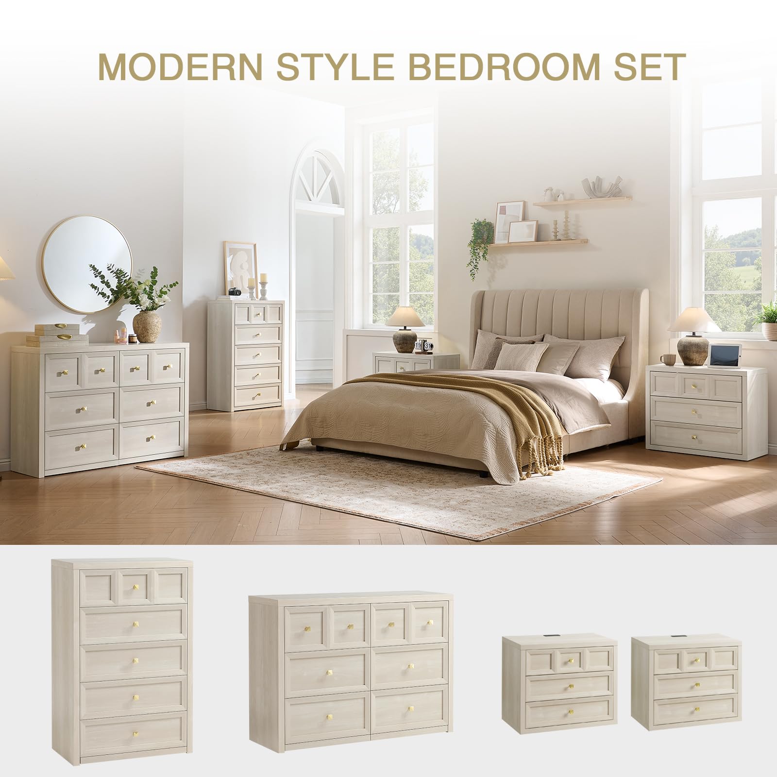 NOWABAY dresser with adjustable feet and back support