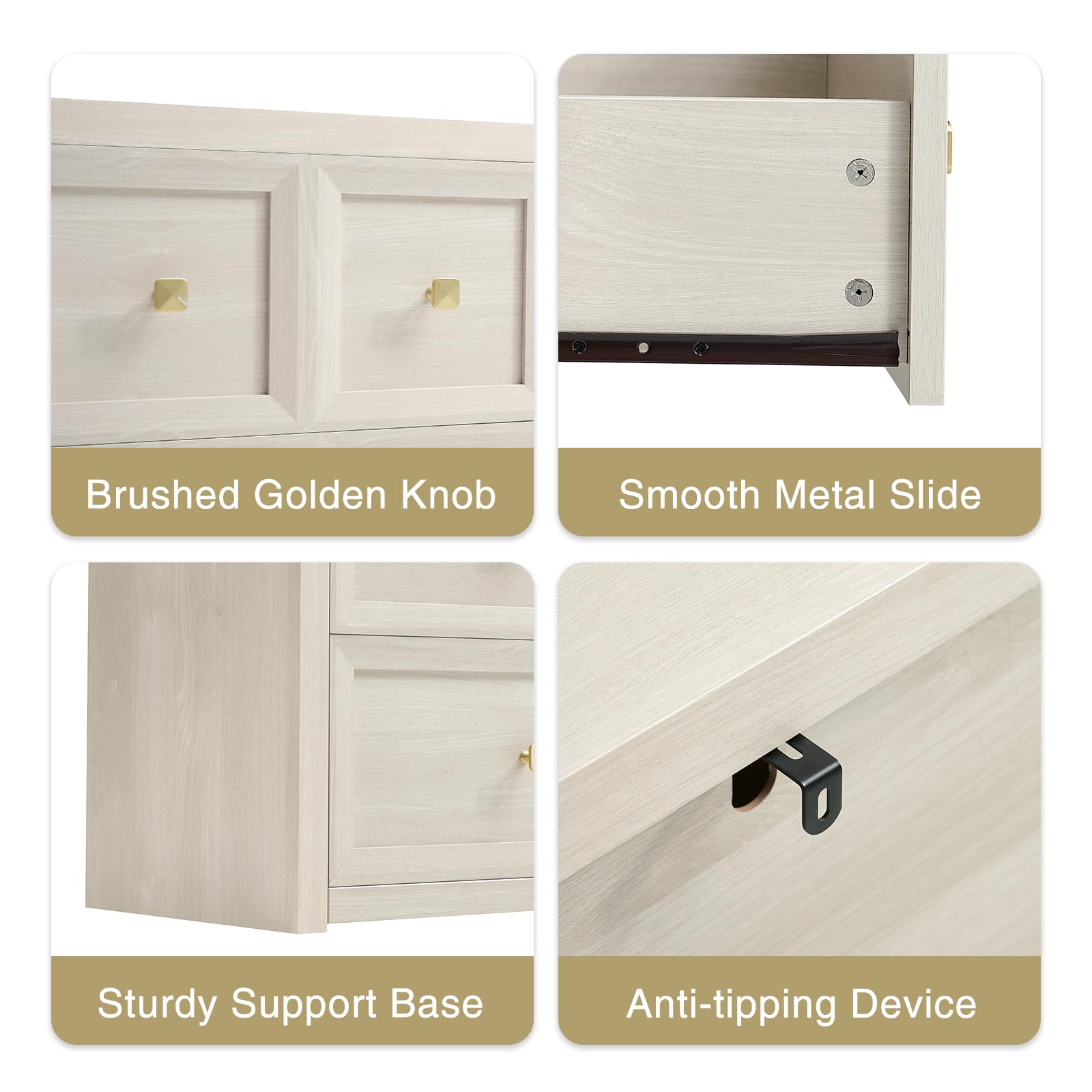 NOWABAY dresser anti-tip device and safety features