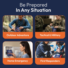 First aid trauma kit includes NozeCalm gauze for bleeding control