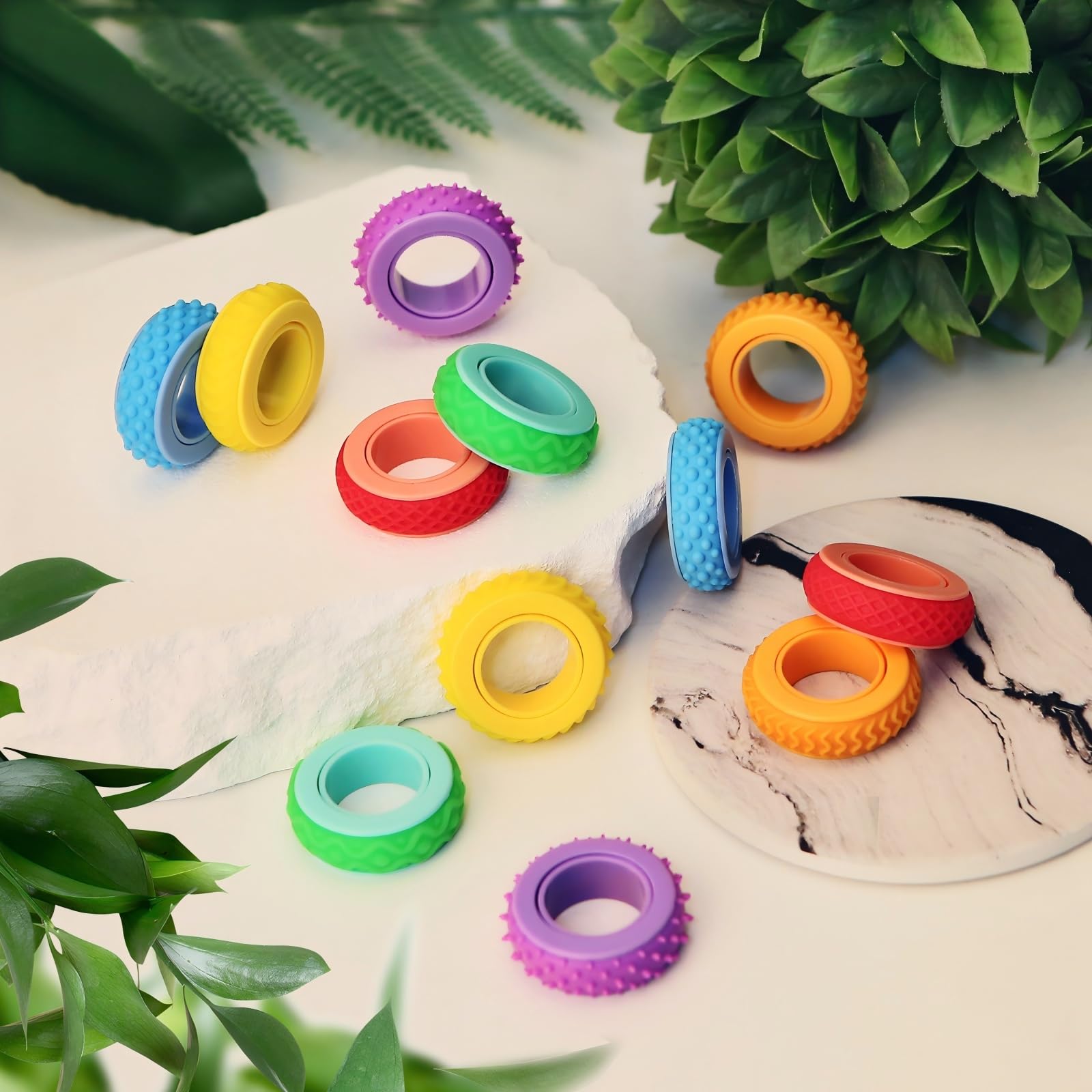 Travel-ready chew-safe silicone fidget ring set Memphis image 6