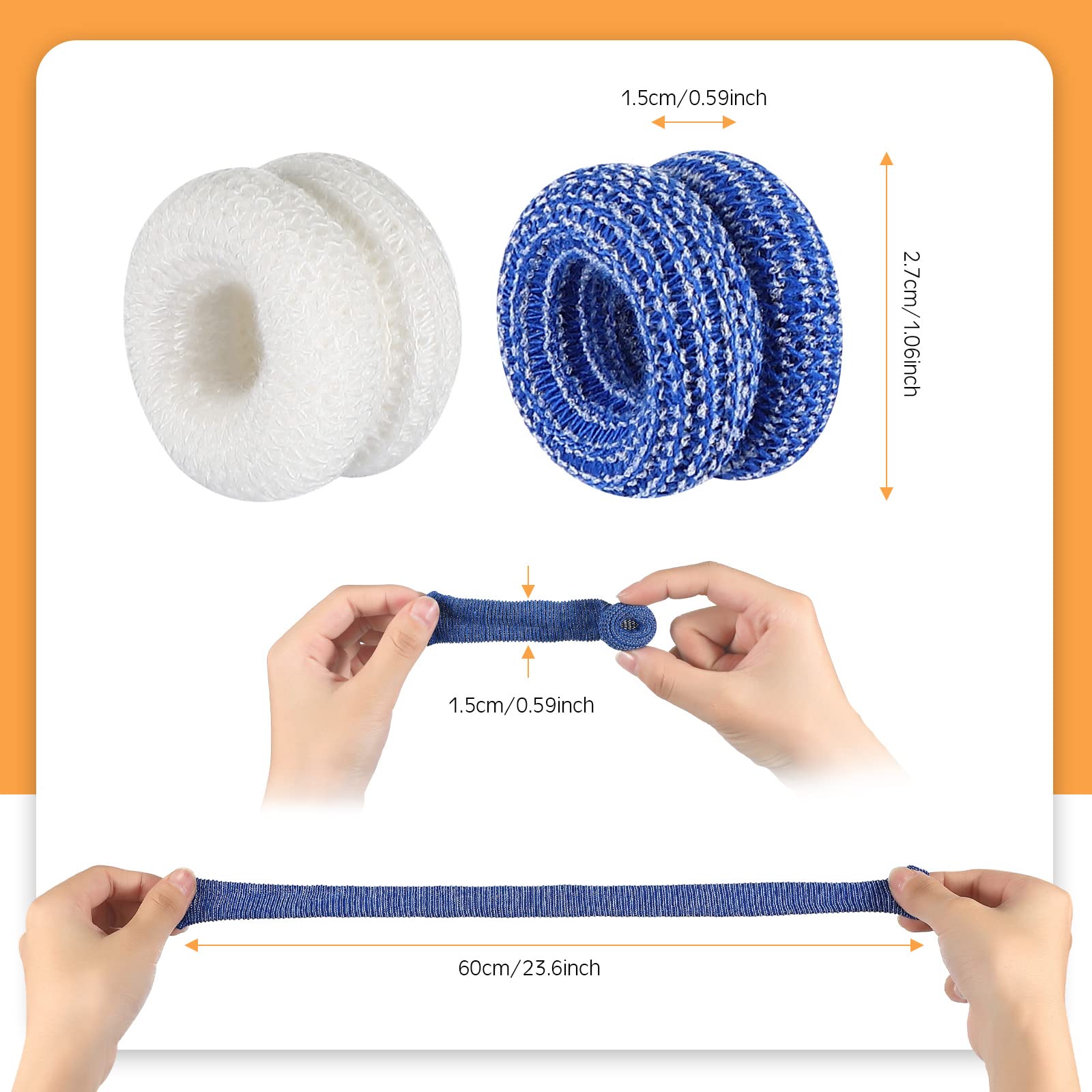 Nuanchu finger cots tubular bandage white blue close view