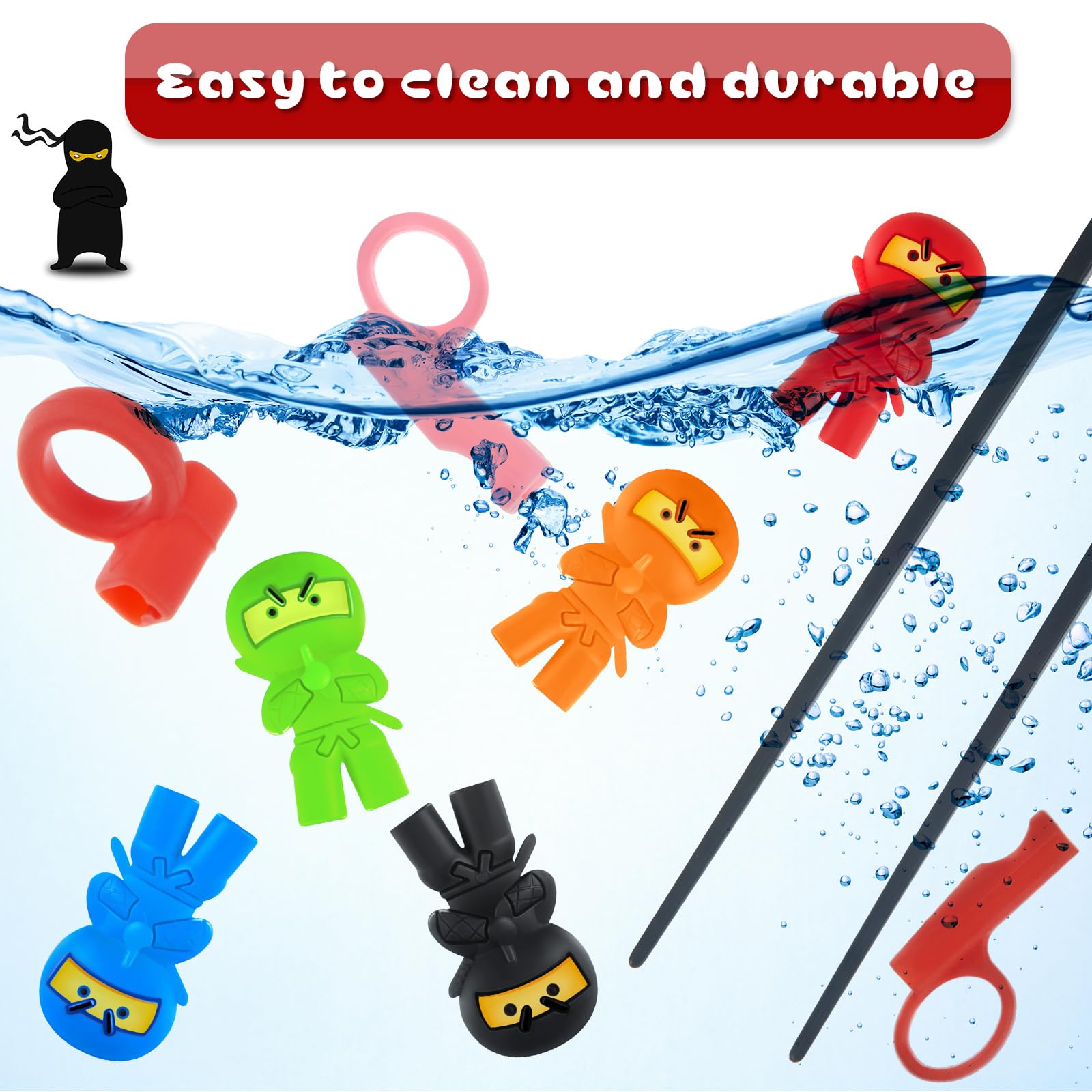 Six bright colors 8.75 inch ninja chopsticks