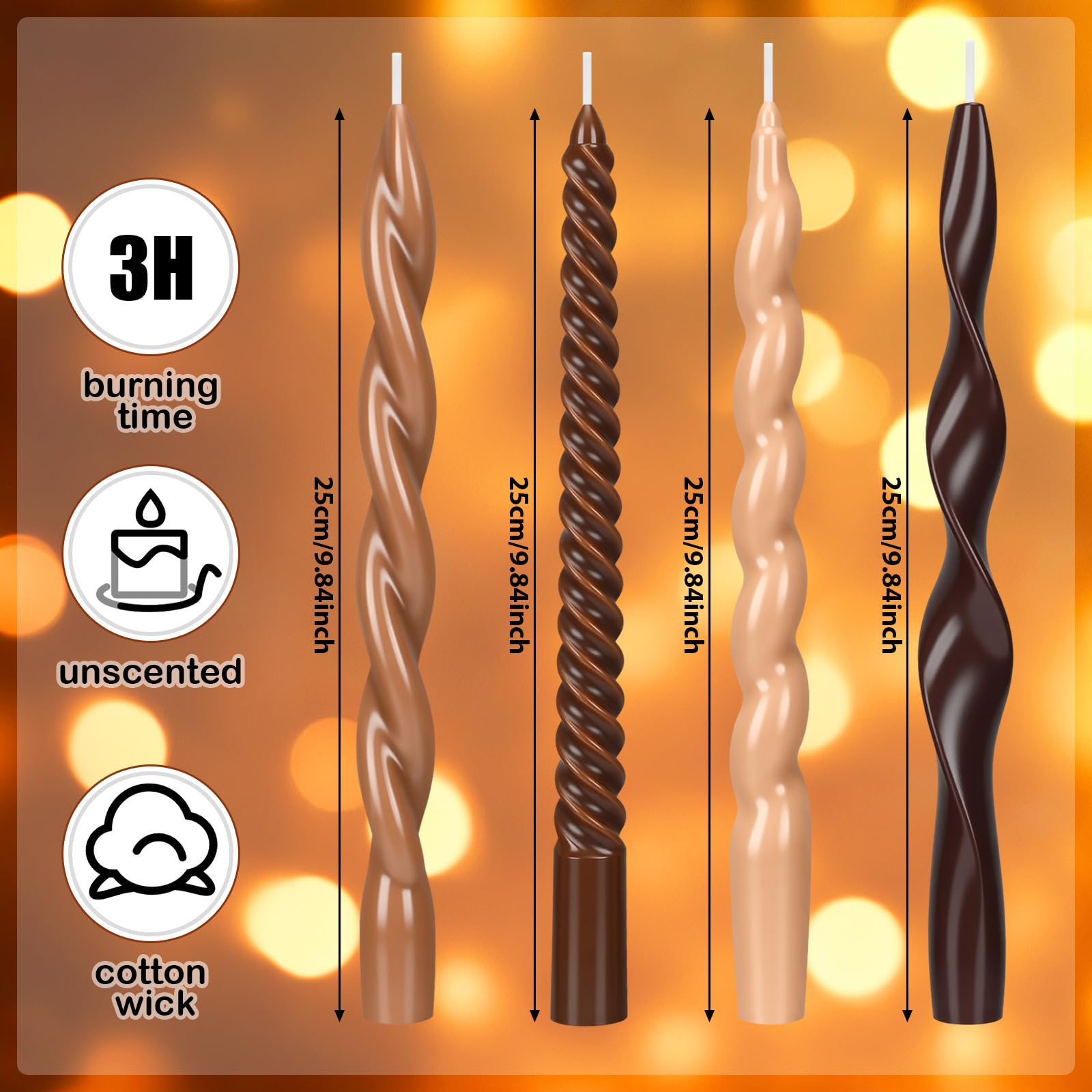 Nuanchu four pack twisted taper candles