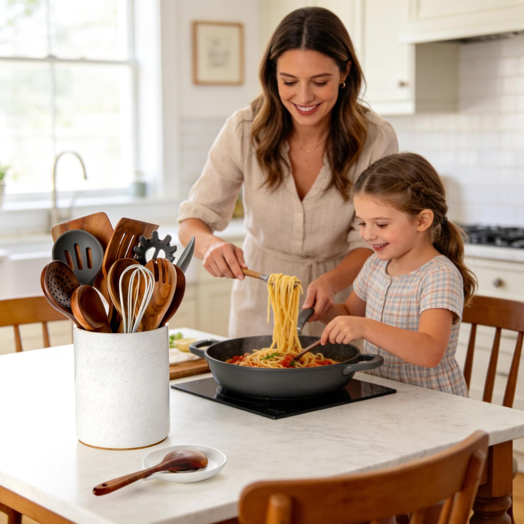 Non-slip cork base protects countertops