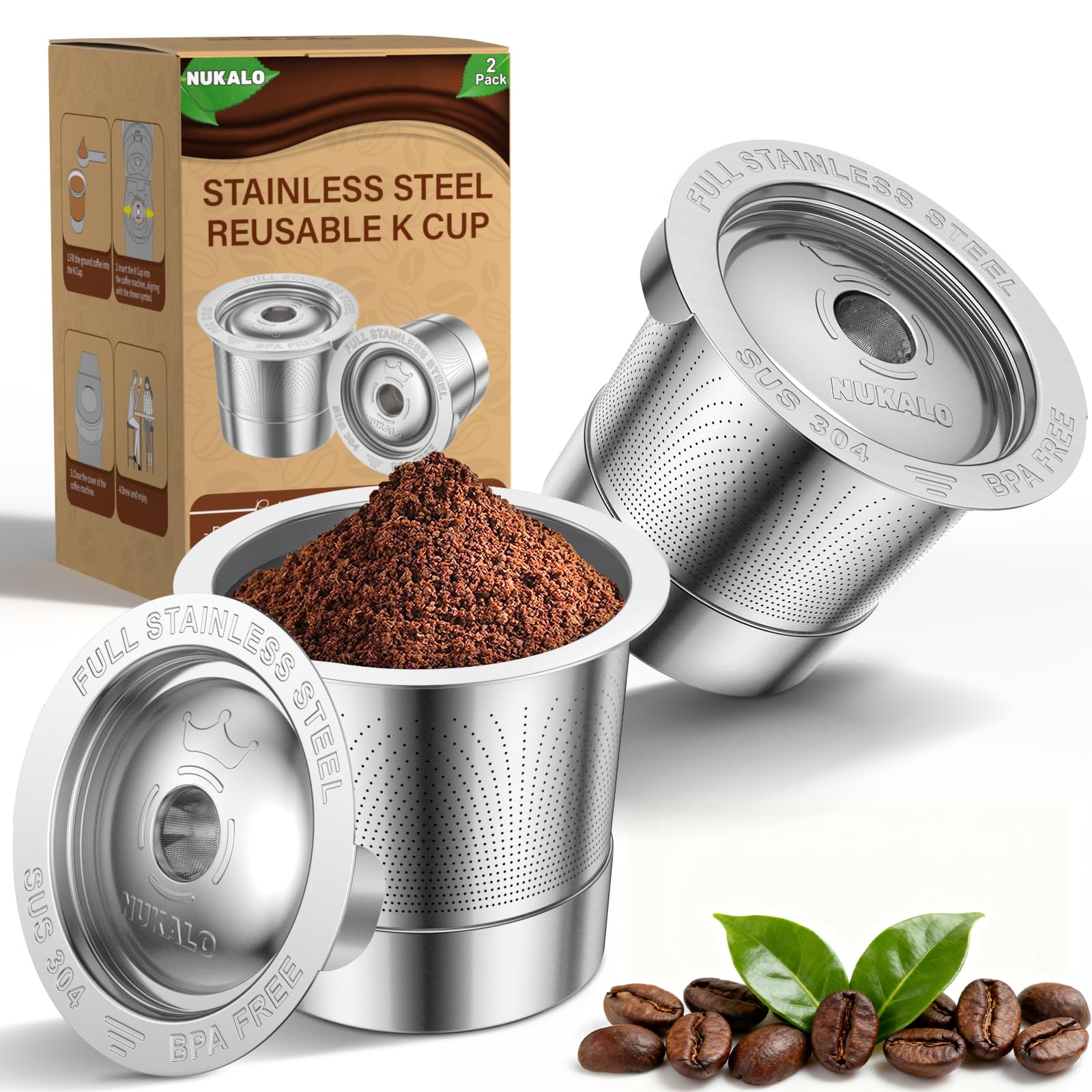 NUKALO reusable K Cups for Keurig 1.0 compatible coffee pods