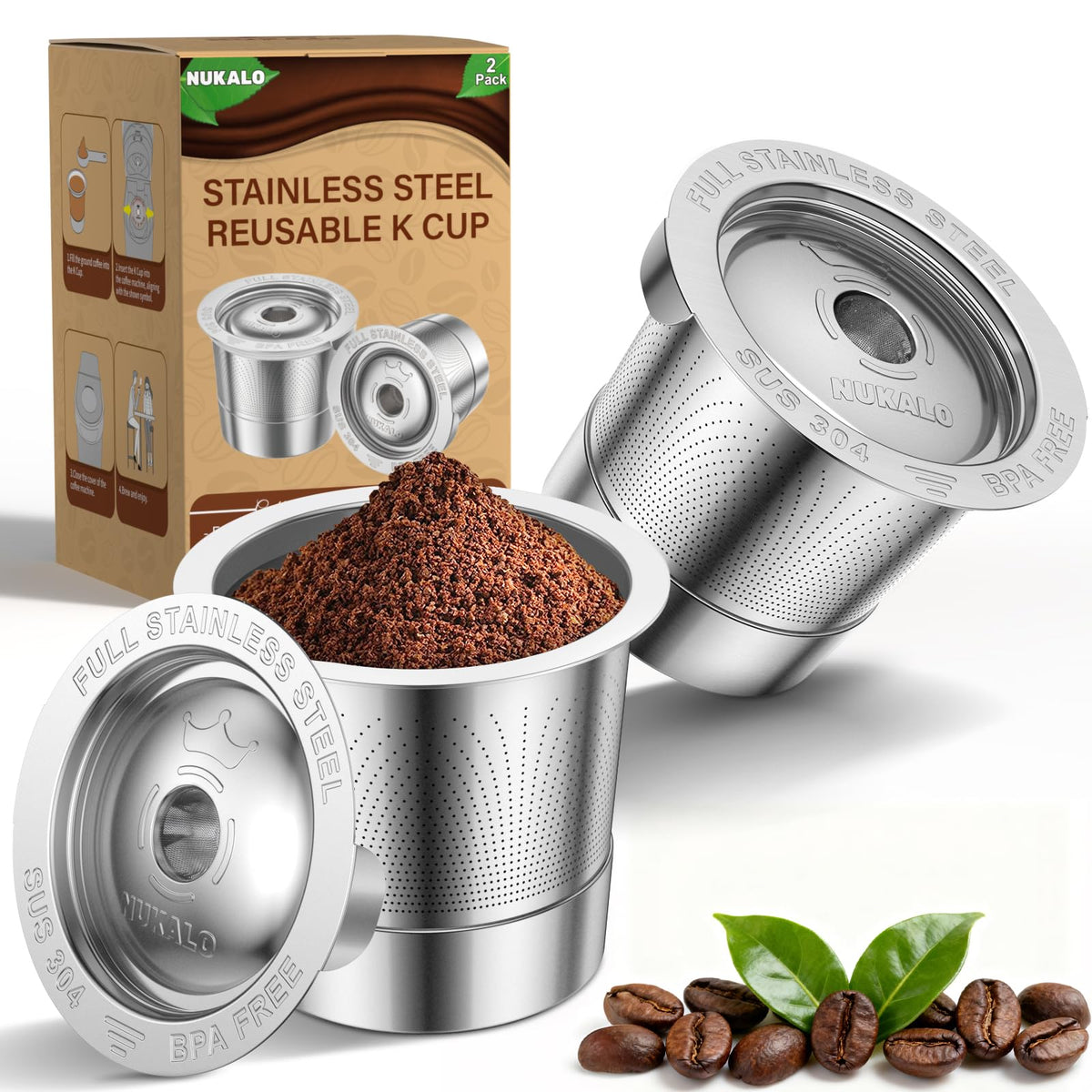 NUKALO reusable K Cups for Keurig 1.0 compatible coffee pods