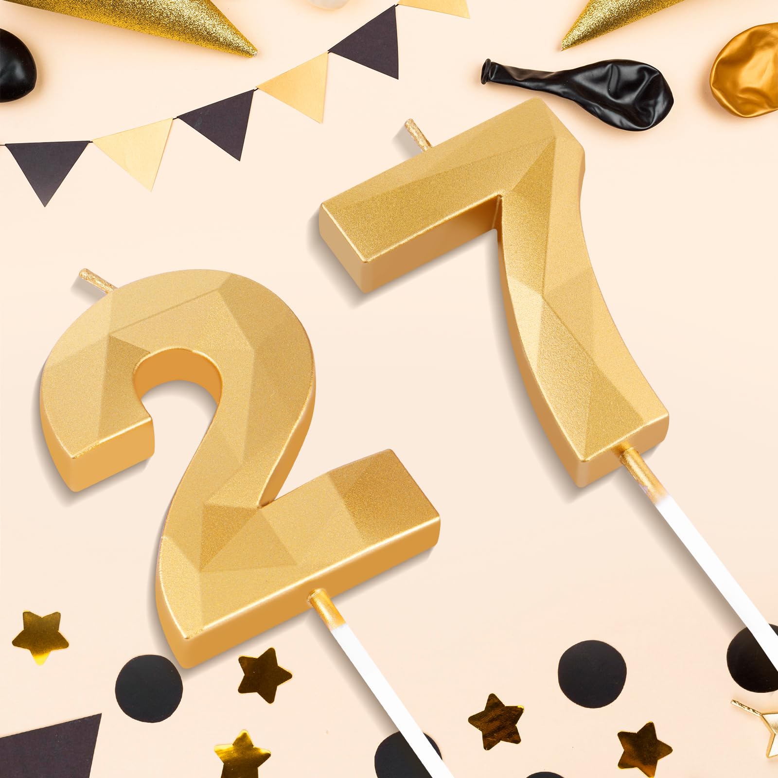 Champagne Gold BEAN LIEVE birthday numeral candle on cake