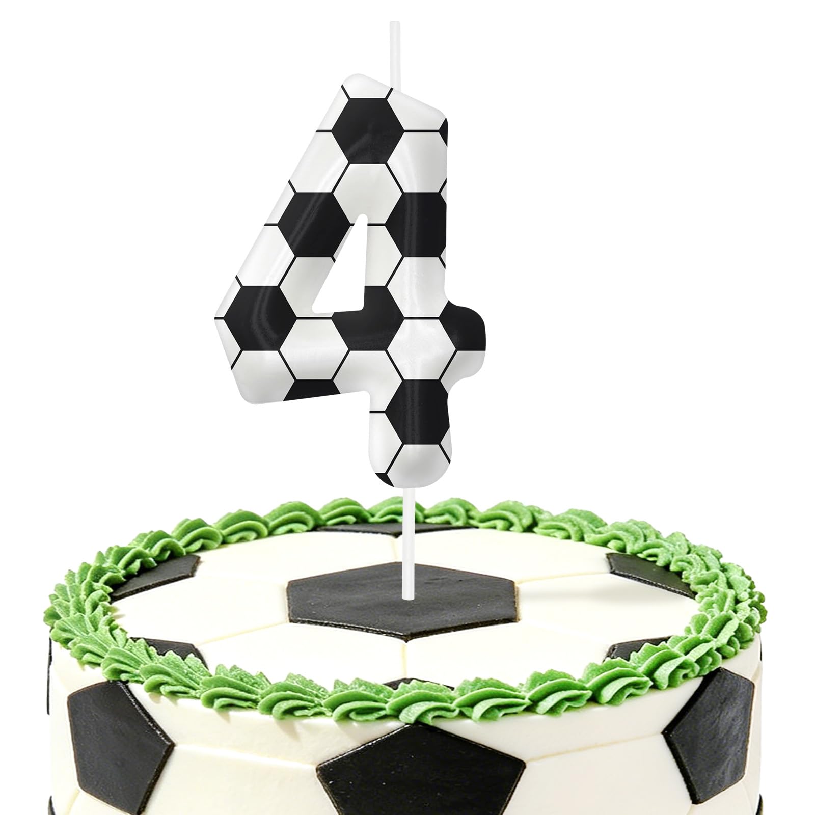 Number 4 Birthday Candles football themed cake topper for boys and girls