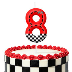 Number 8 Birthday Candles racing car cake topper