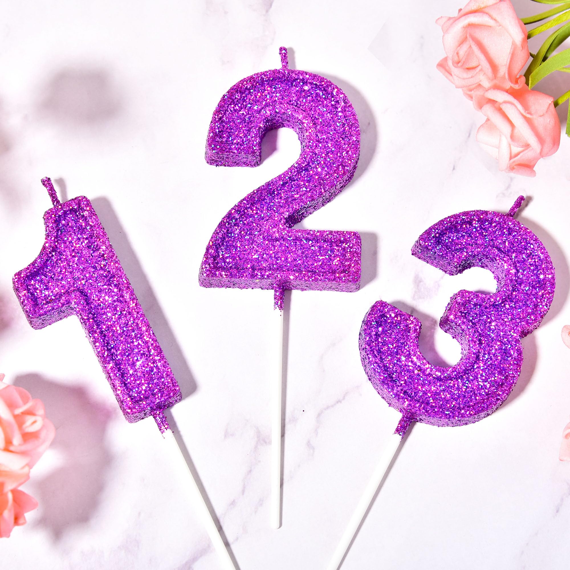 Number cake candle with holder for easy placement