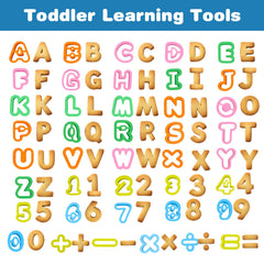 Mathematical symbols included in Alphabet Playdough Cutter Set plus minus times divide equals
