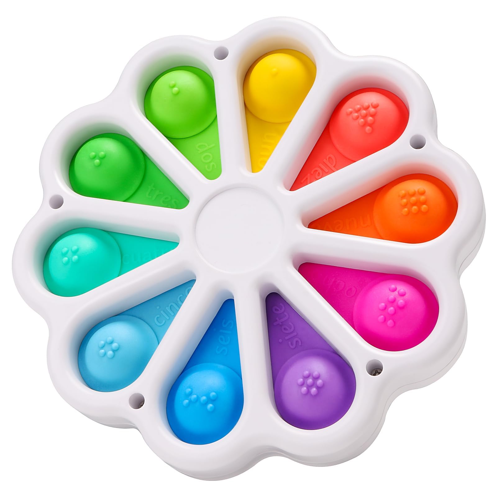 Spanish numbers and Braille on bubble learning toy