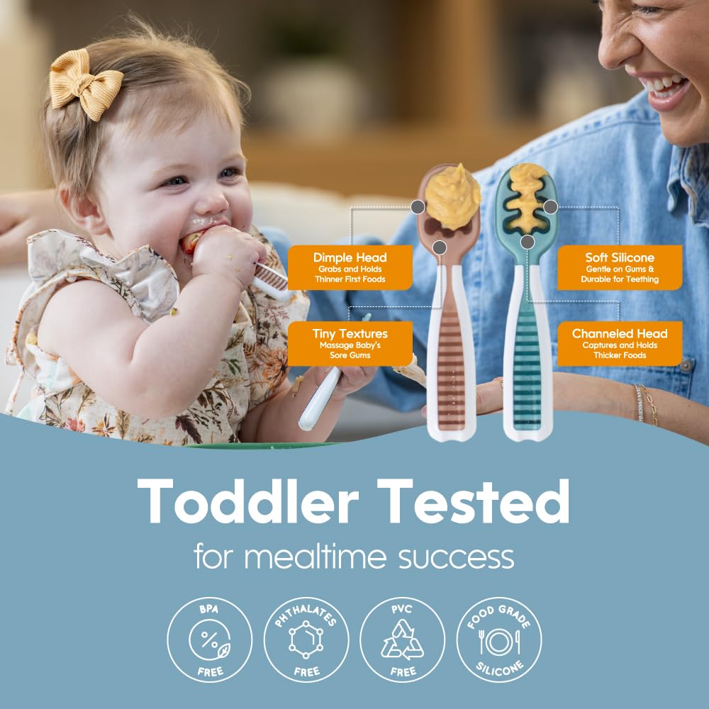 NumNum Feeding Littles Baby Spoons 3-pack neutrals arranged